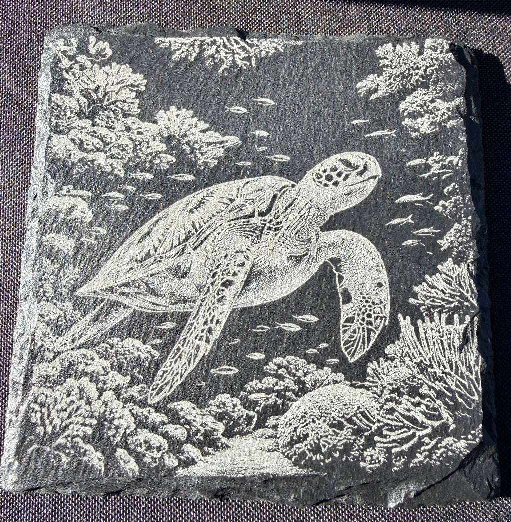 The Ocean Voyager: Precision-Engraved Natural Slate Coaster