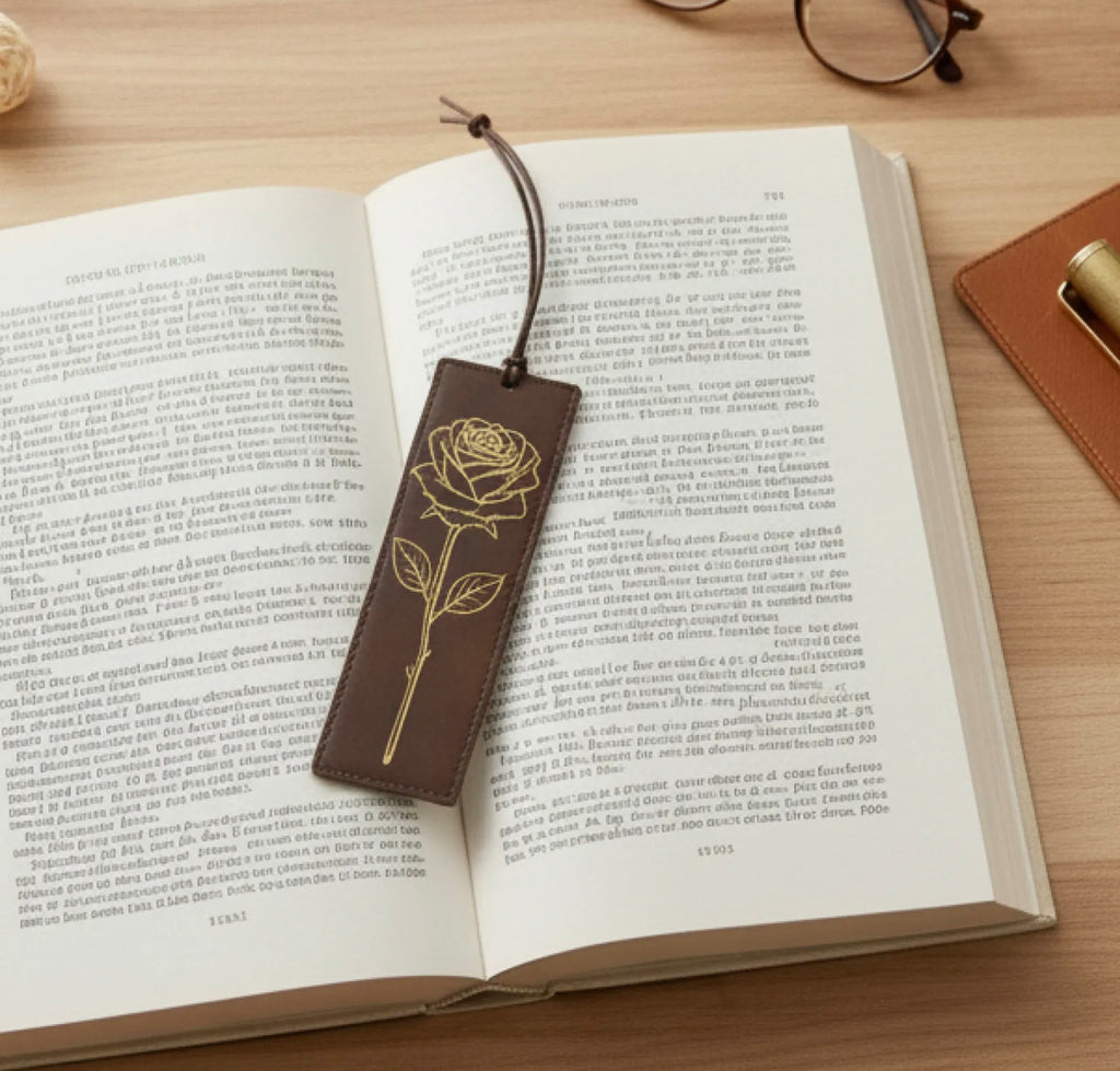 Premium Deep Brown Leather Bookmark