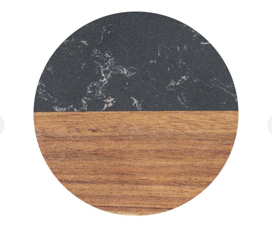 Premium Round Marble & Wood Spliced Coasters